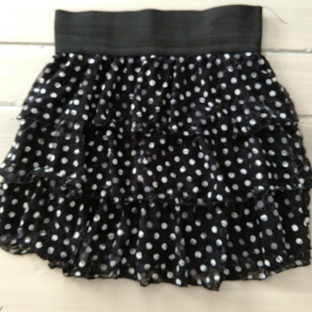 Black and white polka dot mini skirt